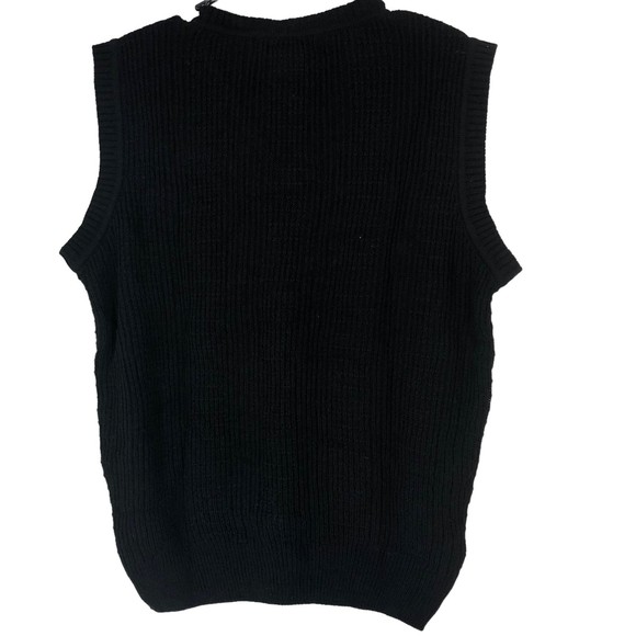 John Henry Wool Blend Sweater Vest, Golf Vest, Cable Knit Pattern SZ M Black - Picture 2 of 5
